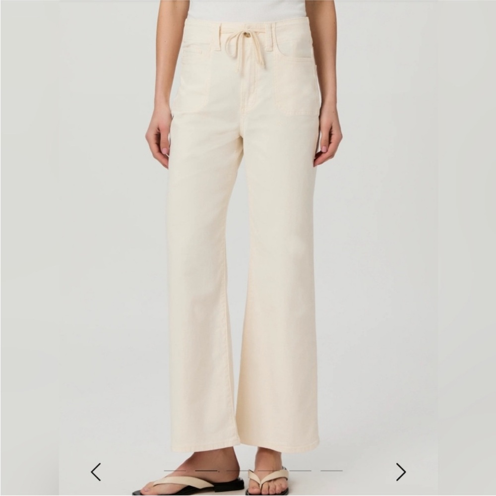 PAIGE Women's Ari Wide Leg Pants Quartz Sand Beige Size 26 Stretchable Ankle Tan